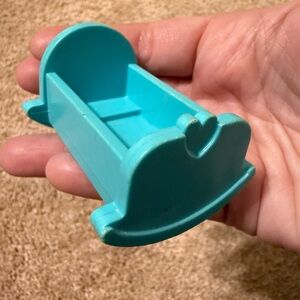 Vintage Fisher-Price Little People Toy Baby Cradle - 1972 Blue/Turquoise